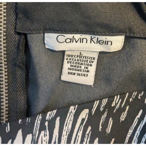 Calvin Klein Sleeveless Blouse Large Draped Neck Black Gray Flowy Career Dressy - Picture 8 of 9